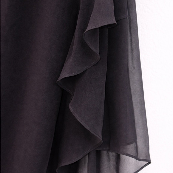 bebe Black High-Low Ruffle Chiffon Skirt - Picture 2 of 4